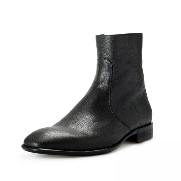 Roberto Cavalli Ankle Boots Shoes Men's Off Black Textured Leather sz 7-12